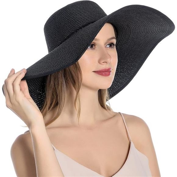 Women\'s Sun Straw Hat Wide Brim Summer Hat Foldable Roll up Floppy Beach Cap main image 5